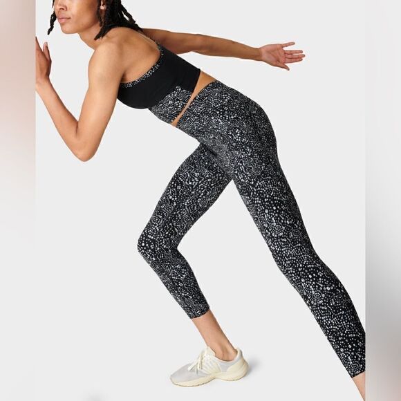 SWEATY BETTY- POWER 7/8 HIGH-WAISTED LEGGINGS - BLUE CELESTIAL DOT PRINT, Small - Picture 10 of 12